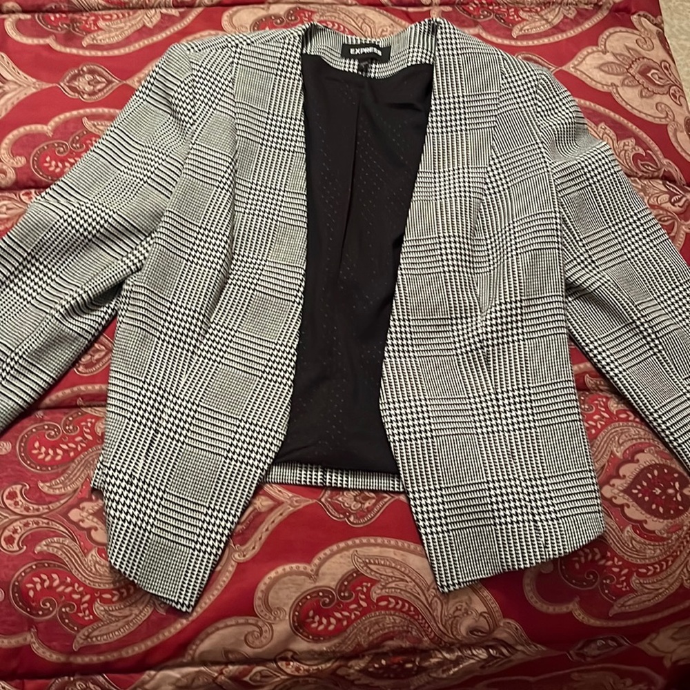 Express Blazer - Black and White Plaid